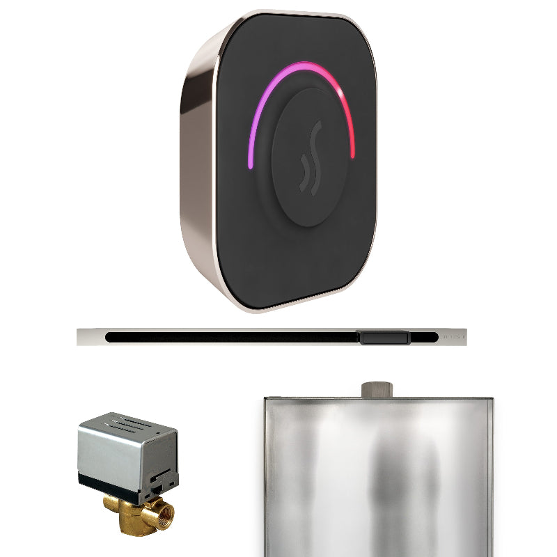 Mr Steam ButlerTouch Steam Shower Control Package with Black TempoTouch Control and Polished Nickel Linear Steamhead