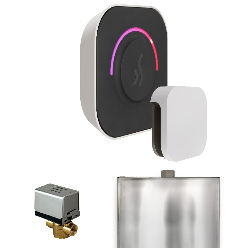 Mr Steam ButlerTouch Steam Shower Control Package with Black TempoTouch Control and White Aromasteam Steamhead