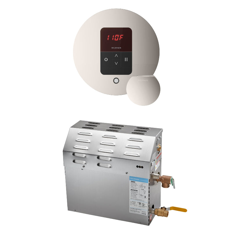 Mr Steam MS 15 kW Steam Shower Generator Package with Round Polished Nickel iTempo Control
