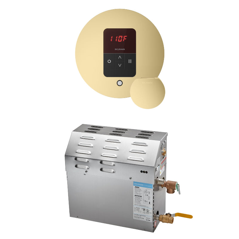 Mr Steam MS 7.5 kW Steam Shower Generator Package with Round Satin Brass iTempo Control