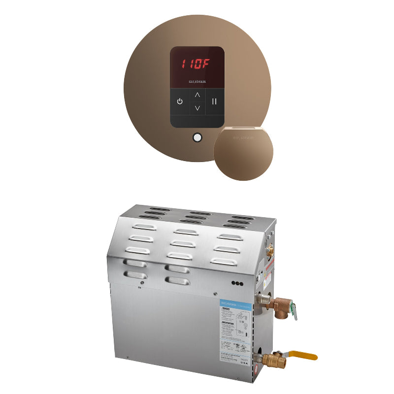 Mr Steam MS 9 kW (9000 W) Steam Shower Generator Package with Round Nouveau Bronze iTempo Control