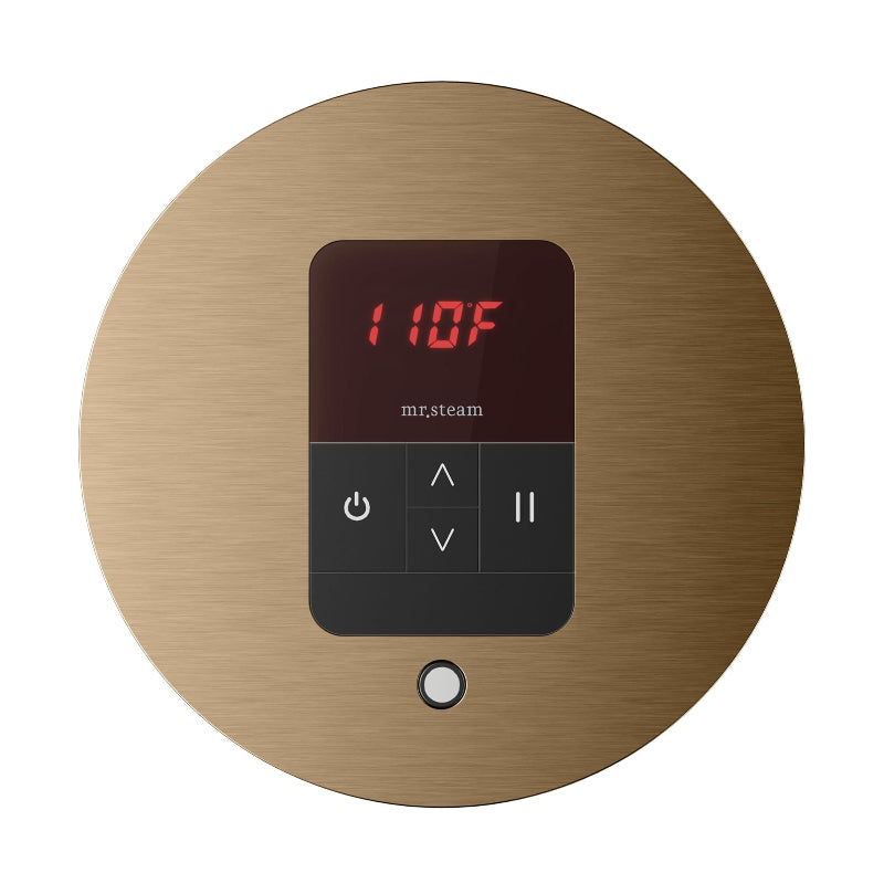 Mr Steam Round iTempo Steam Shower Control with Aroma Designer Steamhead in Brushed Bronze