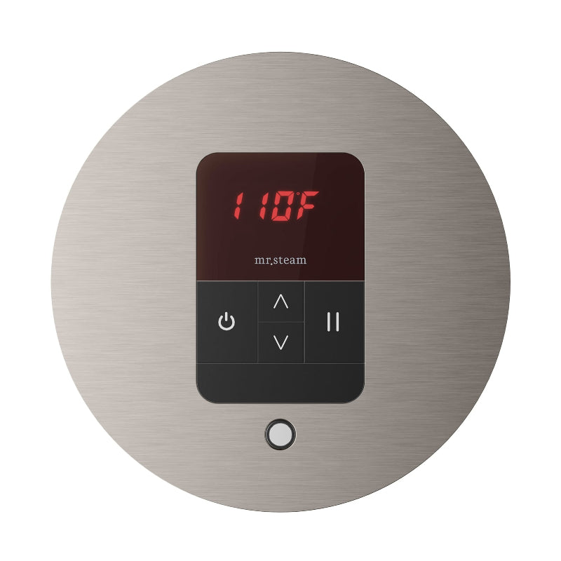 Mr Steam Round iTempo Steam Shower Control with Aroma Designer Steamhead in Brushed Nickel