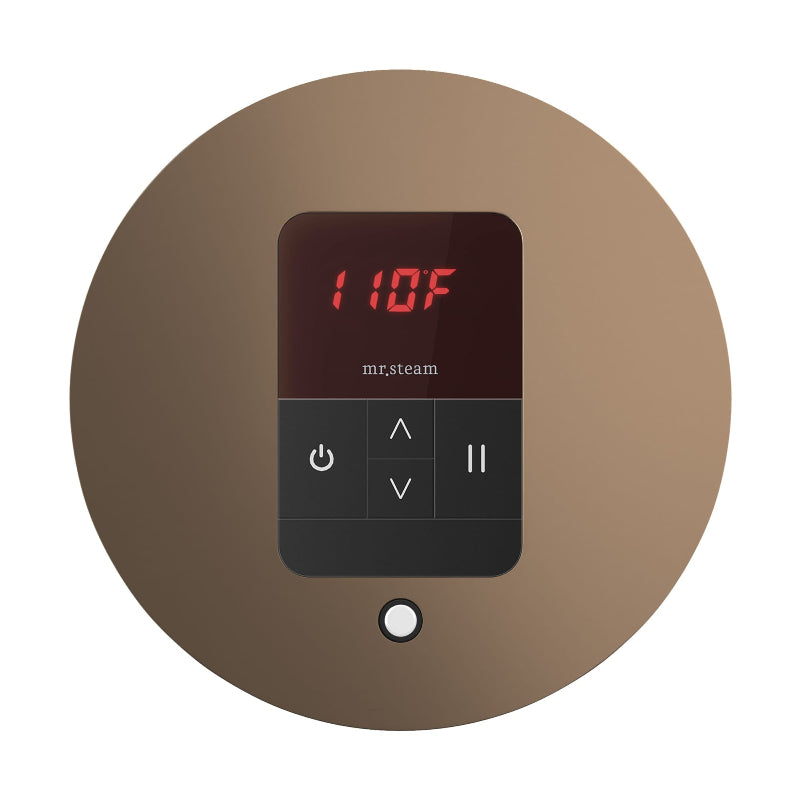 Mr Steam Round iTempo Steam Shower Control with Aroma Designer Steamhead in Nouveau Bronze