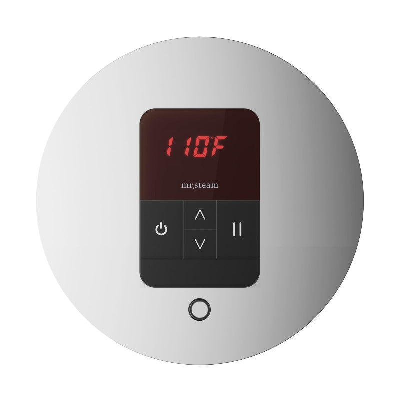 Mr Steam Round iTempo Steam Shower Control with Aroma Designer Steamhead in Polished Chrome
