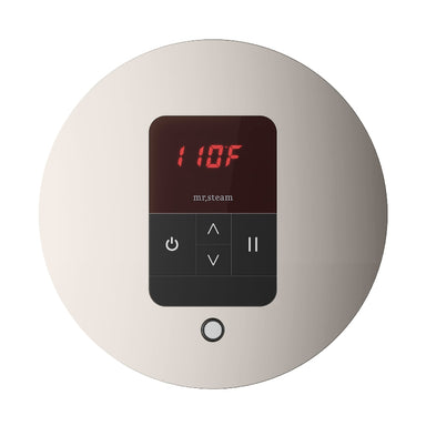 Mr Steam Round iTempo Steam Shower Control with Aroma Designer Steamhead in Polished Nickel