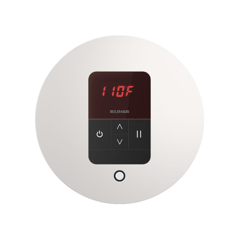 Mr Steam Round iTempo Steam Shower Control with Aroma Designer Steamhead in White