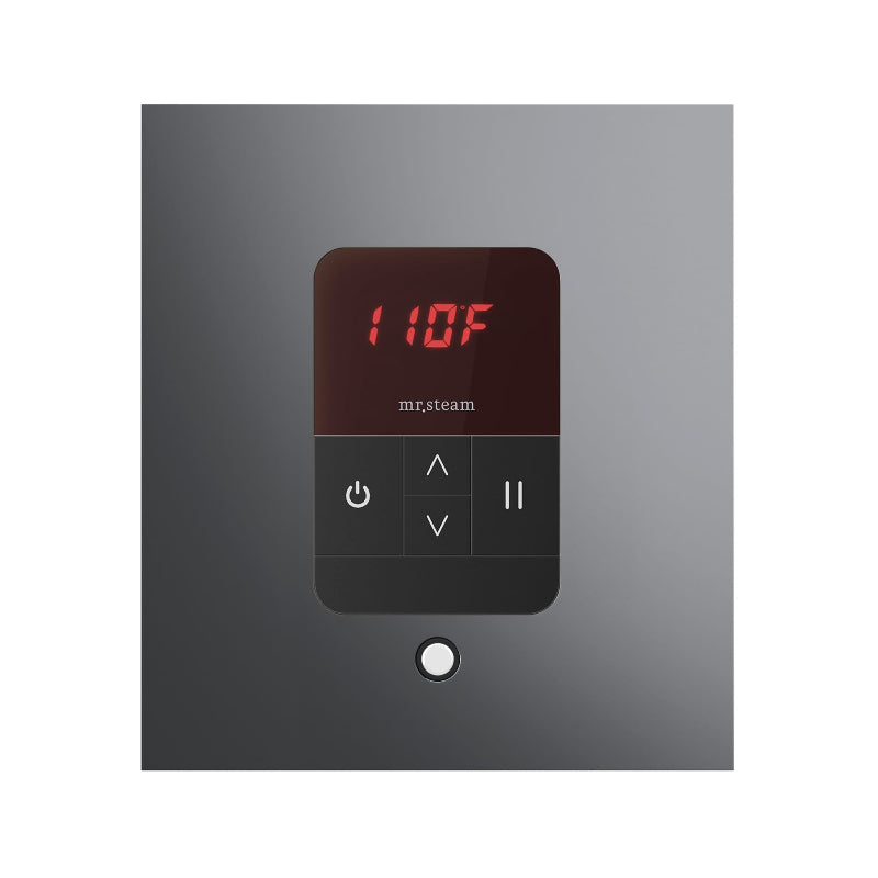 Mr Steam Square iTempo Steam Shower Control with Aroma Designer Steamhead in Brilliant Black