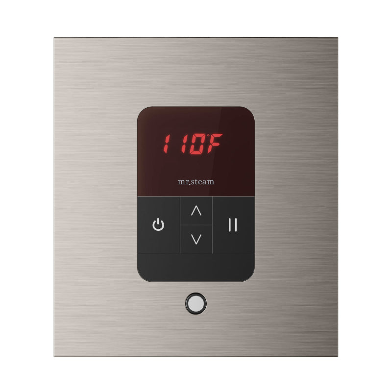 Mr Steam Square iTempo Steam Shower Control with Aroma Designer Steamhead in Brushed Nickel