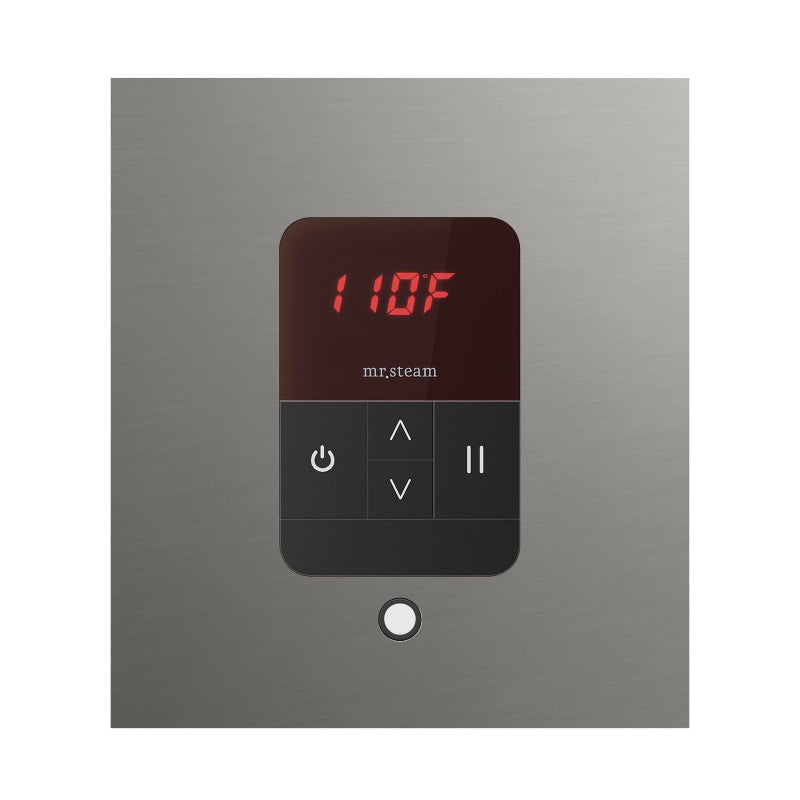 Mr Steam Square iTempo Steam Shower Control with Aroma Designer Steamhead in Satin Steel
