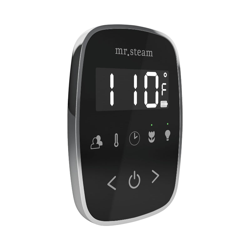 Mr Steam TempoFlex Wireless Steam Shower Control with Aroma Steamhead TempoFlex Corner View