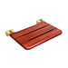 Mr Steam Wall-Mounted Folding Teak Seat in Satin Brass