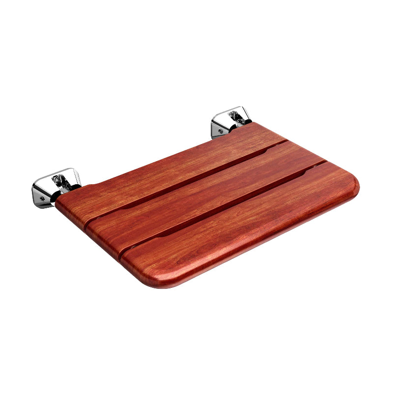 Mr Steam Wall-Mounted Folding Teak Shower Seat in Polished Chrome