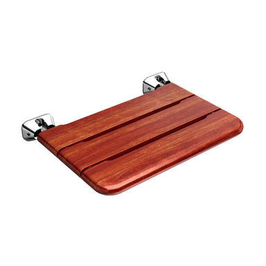 Mr Steam Wall-Mounted Folding Teak Shower Seat in Polished Chrome