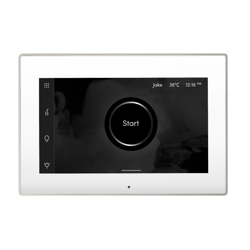 Mr Steam White iSteamX Steam Shower Control with Brushed Nickel Aroma Steamhead