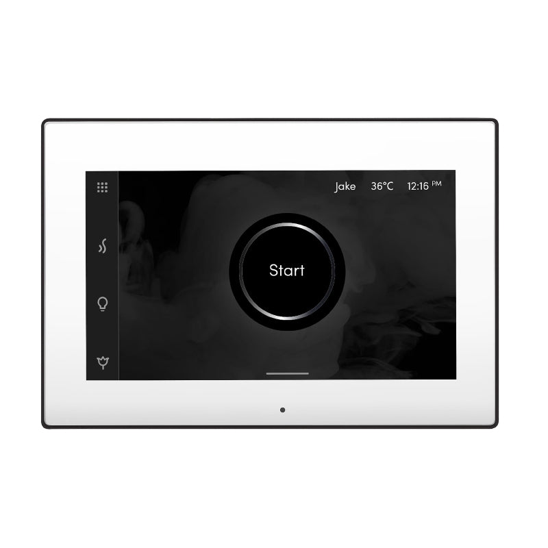 Mr Steam White iSteamX Steam Shower Control with Matte Black Steamhead