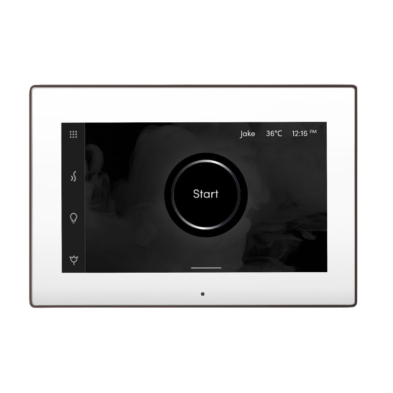 Mr Steam White iSteamX Steam Shower Control with Oil-Rubbed Bronze Aroma Steamhead