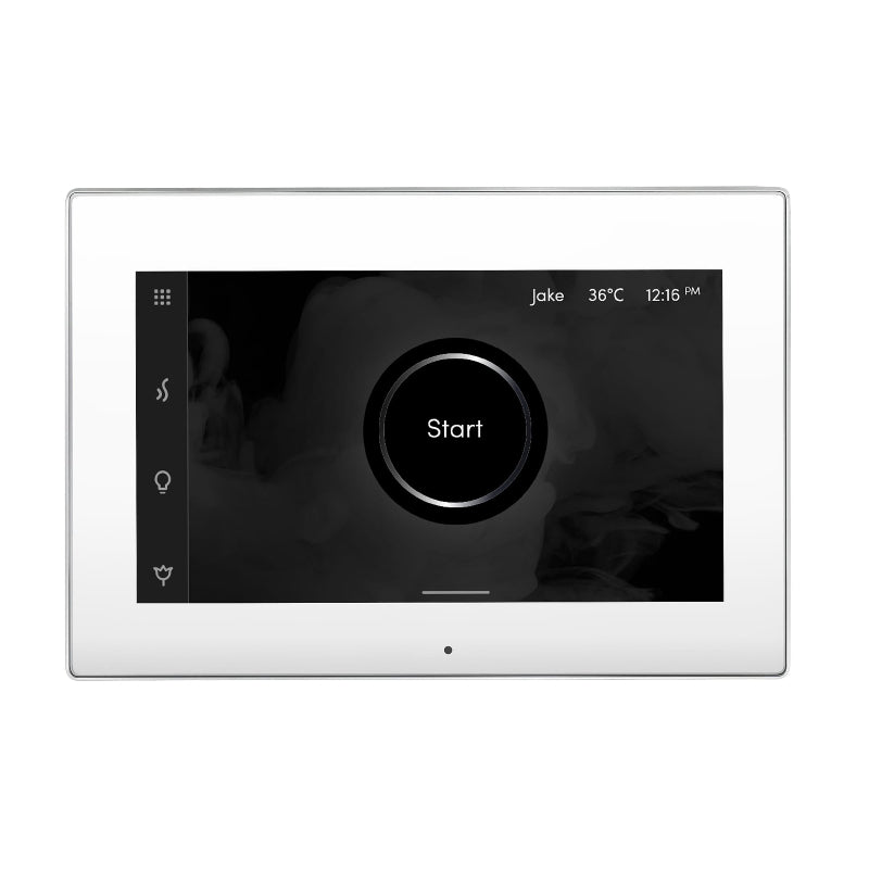 Mr Steam White iSteamX Steam Shower Control with Polished Chrome Aroma Steamhead