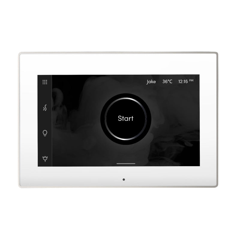 Mr Steam White iSteamX Steam Shower Control with Polished Nickel Aroma Steamhead