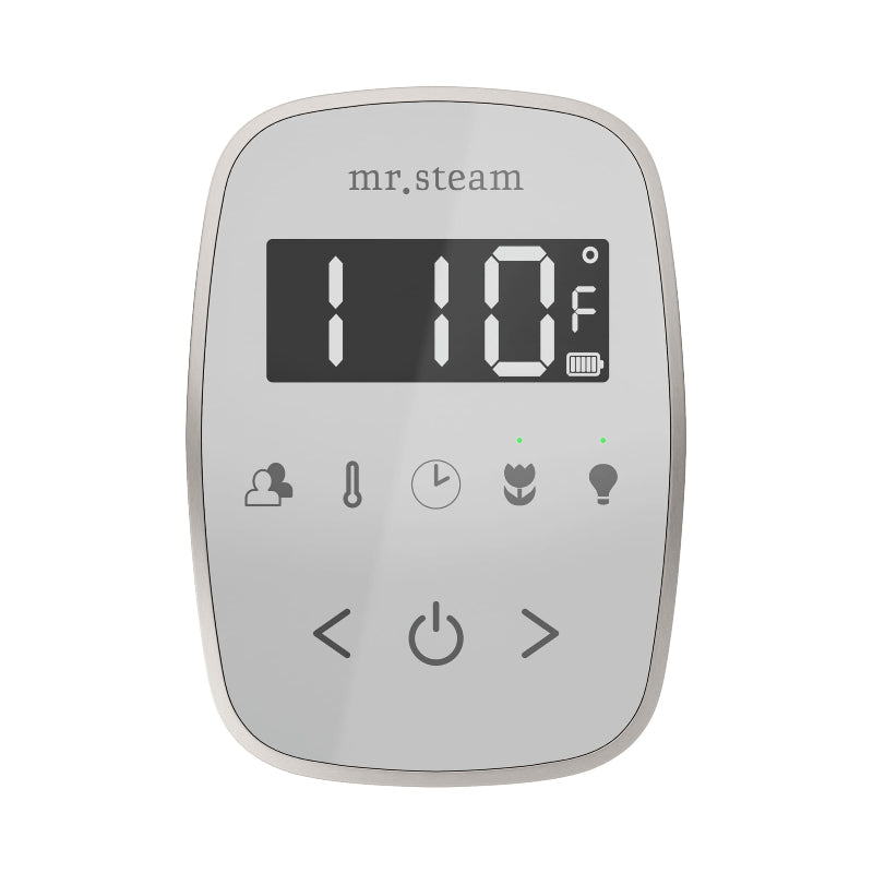 Mr Steam White TempoFlex Steam Shower Control with Brilliant Black Aroma Steamhead