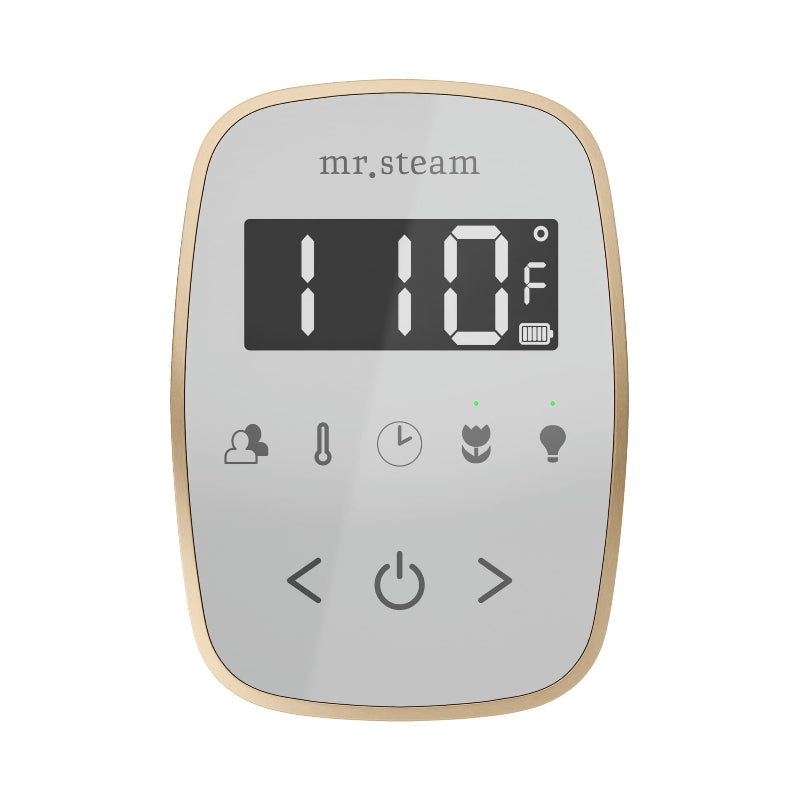 Mr Steam White TempoFlex Steam Shower Control with Brushed Bronze Aroma Steamhead