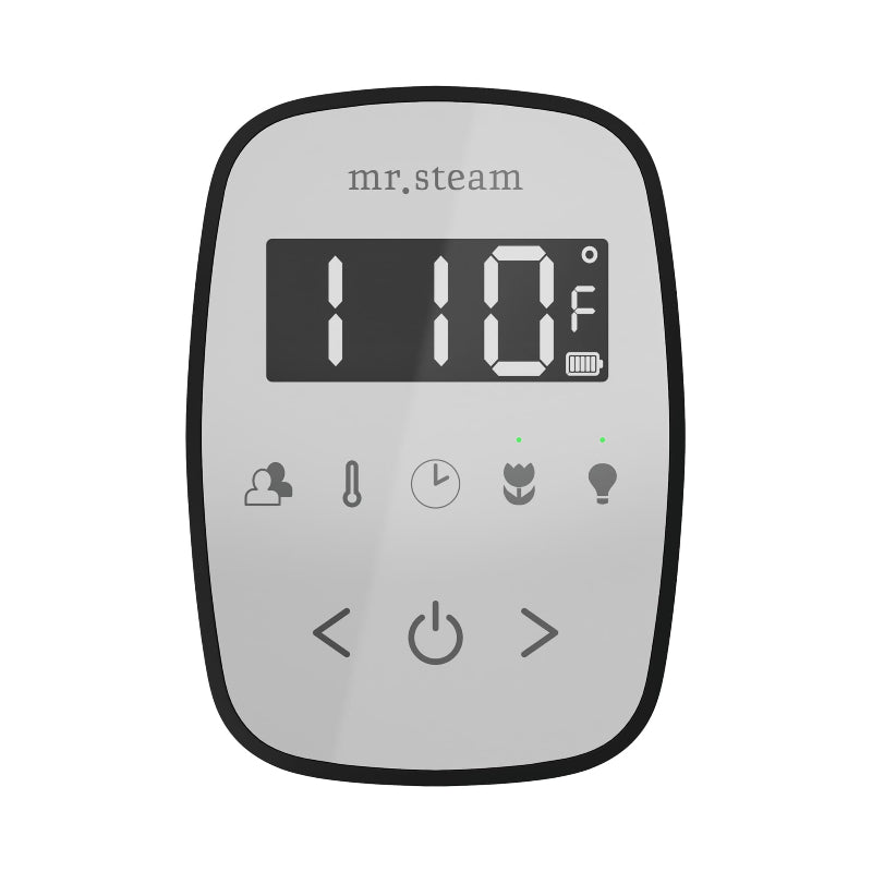 Mr Steam White TempoFlex Steam Shower Control with Brushed Nickel Aroma Steamhead
