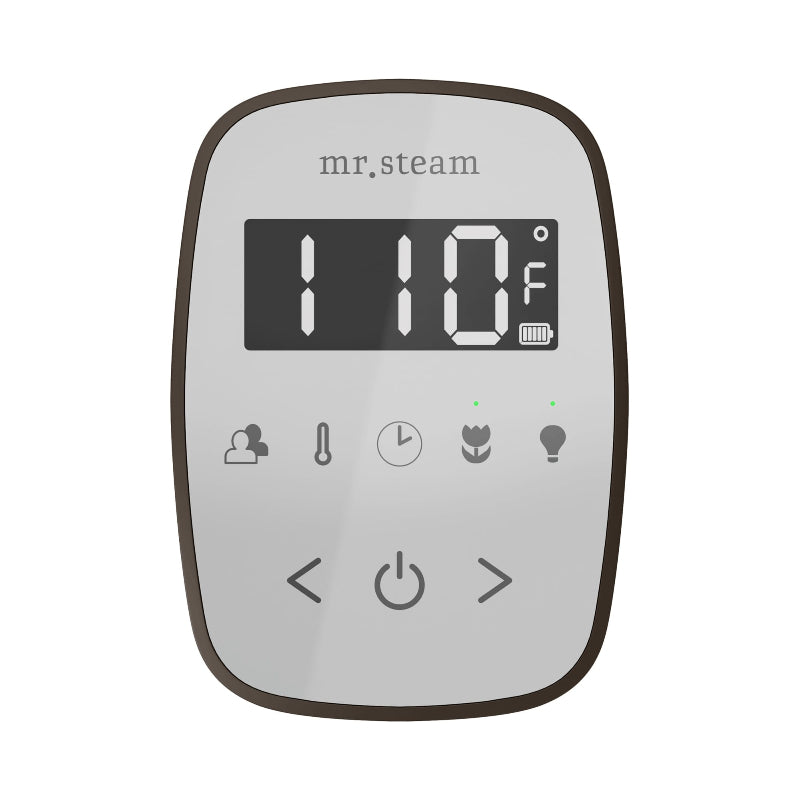 Mr Steam White TempoFlex Steam Shower Control with Nouveau Bronze Aroma Steamhead