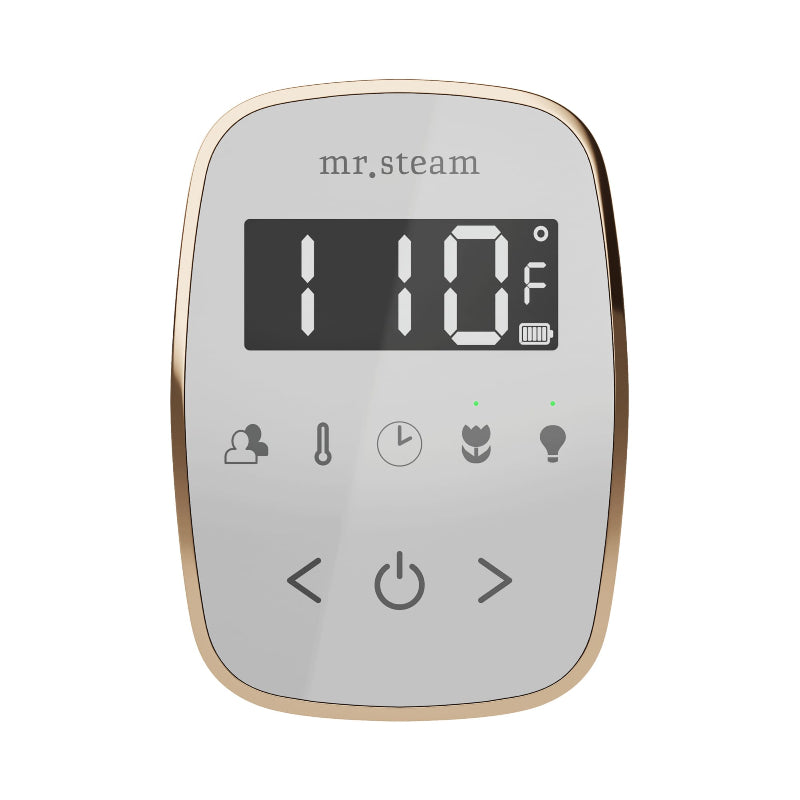 Mr Steam White TempoFlex Steam Shower Control with Polished Chrome Aroma Steamhead