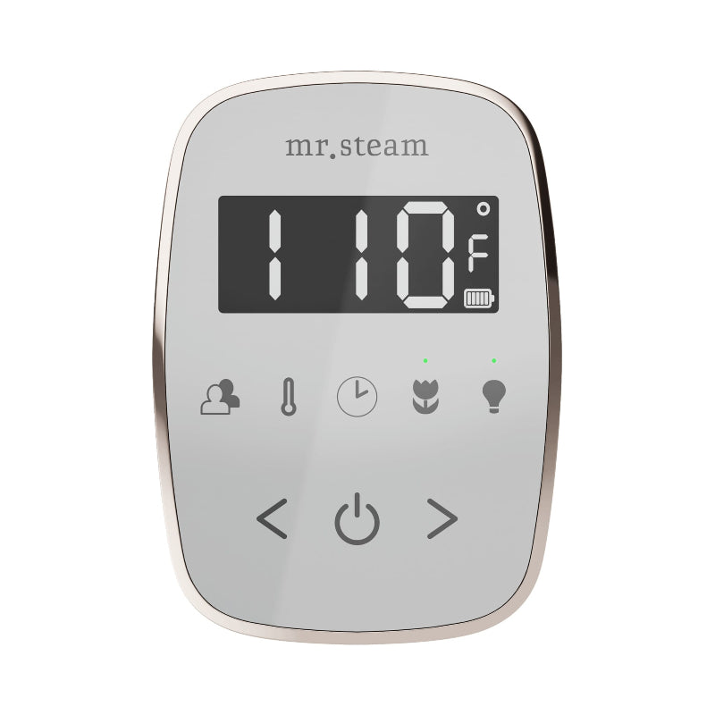 Mr Steam White TempoFlex Steam Shower Control with Polished Gold Aroma Steamhead