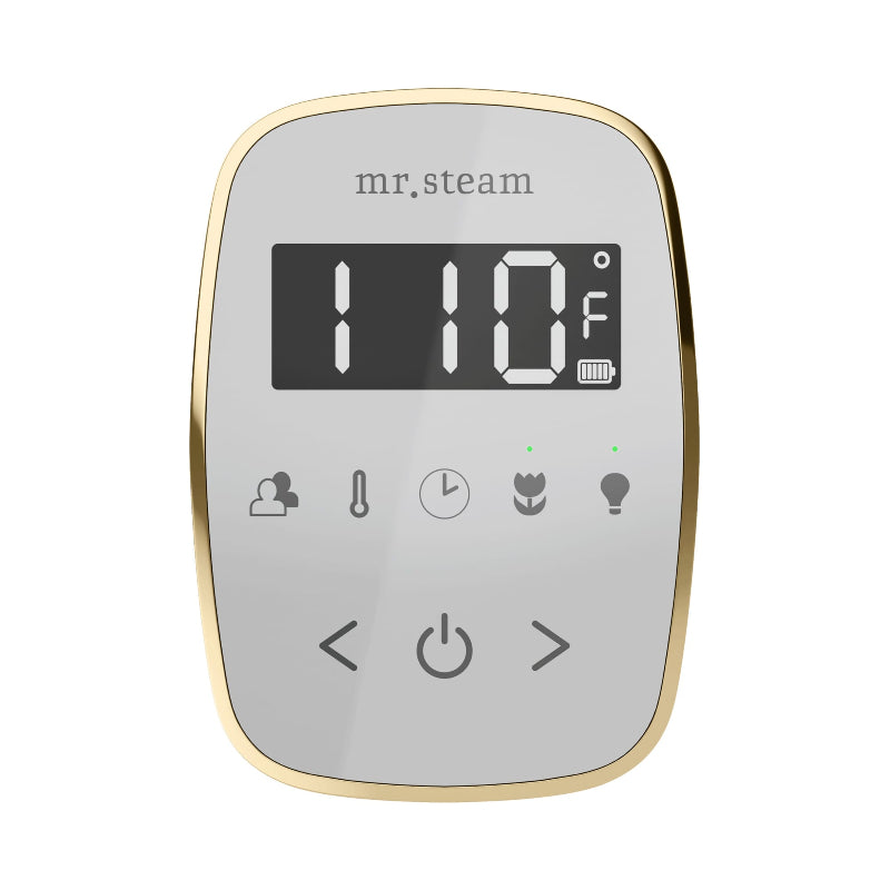 Mr Steam White TempoFlex Steam Shower Control with Polished Nickel Aroma Steamhead