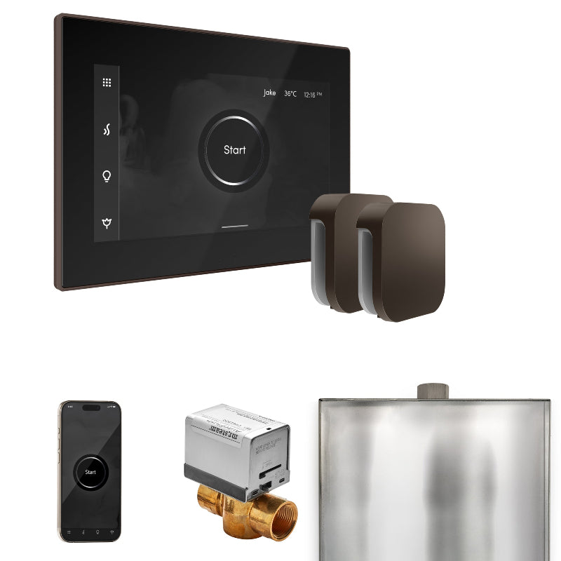 Mr Steam XButler Max Steam Shower Control Package with Black iSteamX Control and Oil Rubbed Bronze Aromasteam Steamhead