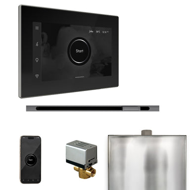 Mr Steam XButler Steam Shower Control Package with Black iSteamX Control and Brilliant Black Linear Steamhead
