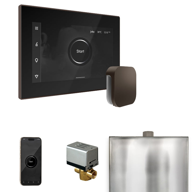 Mr Steam XButler Steam Shower Control Package with Black iSteamX Control and Oil Rubbed Bronze Aromasteam Steamhead