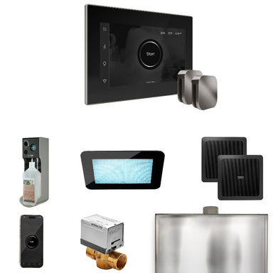 Mr Steam XDream Max Steam Shower Control Package with Black iSteamX Control and Brilliant Black Aromasteam Steamhead