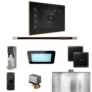 Mr Steam XDream Steam Shower Control Package with Black iSteamX Control and Brushed Bronze Linear Steamhead