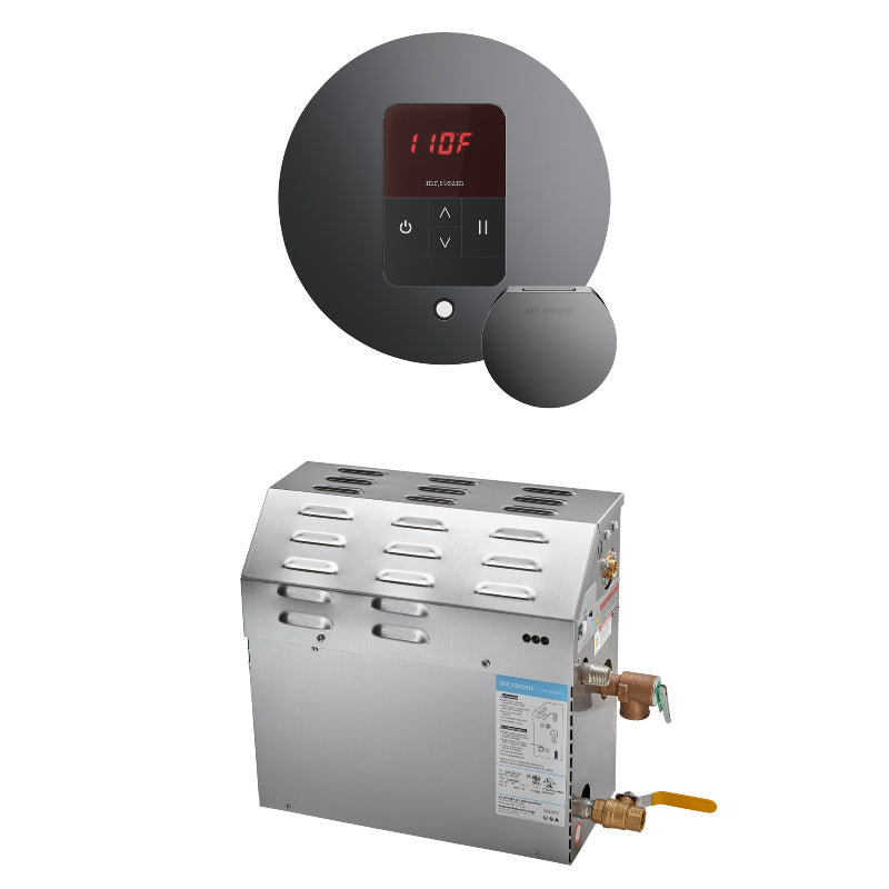 Mr Steam MS 5 kW (5000 W) Steam Shower Generator Package with iTempo Control - Round Control in Brilliant Black