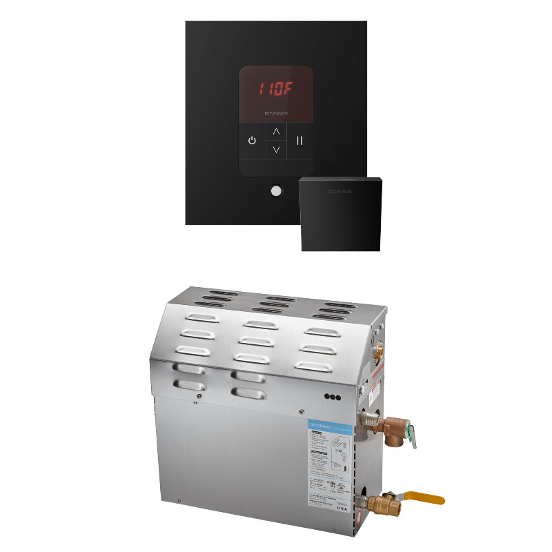 Mr Steam MS 5 kW (5000 W) Steam Shower Generator Package with iTempo Control - Square Control in Matte Black