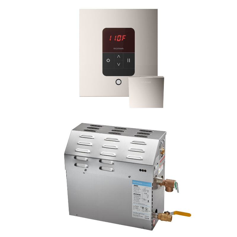 Mr Steam MS 5 kW (5000 W) Steam Shower Generator Package with iTempo Control - Square Control in Polished Nickel