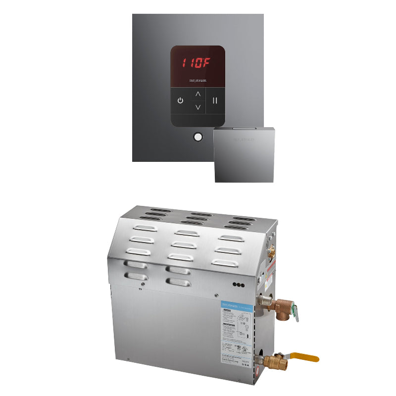 MS 15 kW Steam Shower Generator Package with Square Brilliant Black iTempo Control