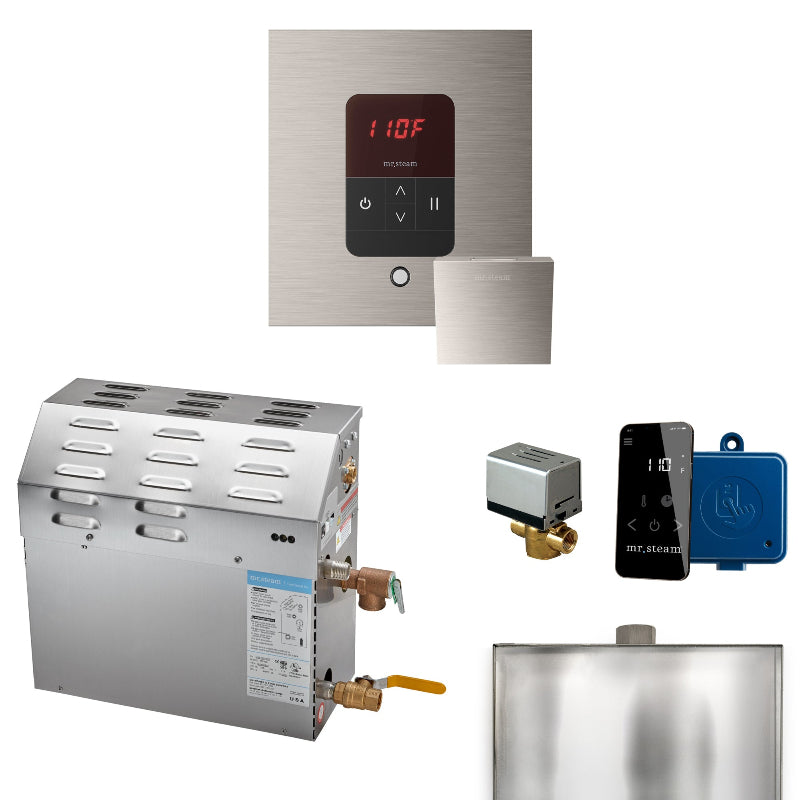 MS 6 Kw (6000 W) Steam Shower Generator Package With Square Brushed Nickel Itempo Control and Accessories
