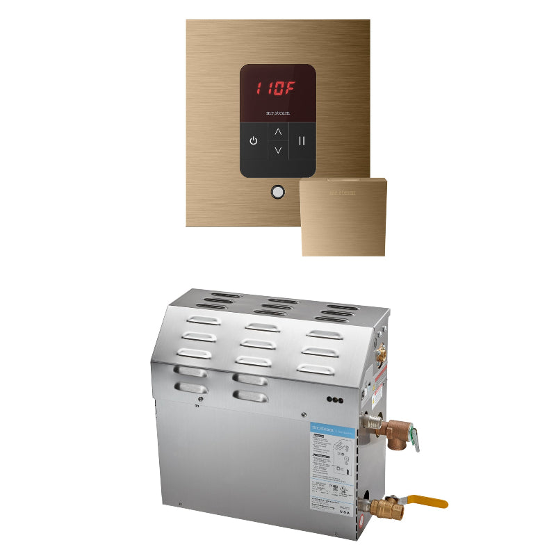 MS 7.5 kW (7500 W) Steam Shower Generator Package with Square Brushed Bronze iTempo Control