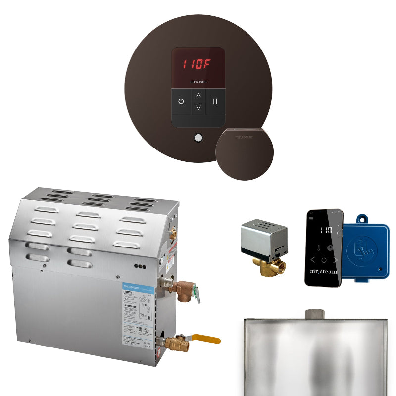 MS 7.5 kW Steam Shower Generator Package with Round Oil Rubbed Bronze iTempo Control and Accessories