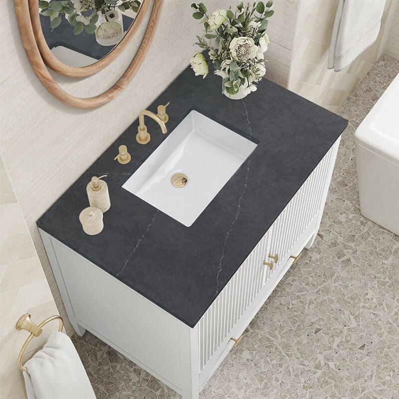 Myrrin 36" Inch Single Vanity Bright White Charcoal Soapstone Silestone Top