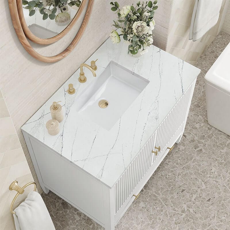 Myrrin 36" Inch Single Vanity Bright White Ethereal Noctis Top