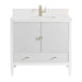 Myrrin 36" Inch Single Vanity Bright White Single Hole Faucet White Zeus Silestone Top & Backsplash