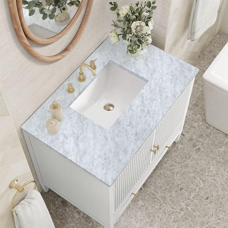 Myrrin 36" Single Vanity Bright White Carrara White Marble Top