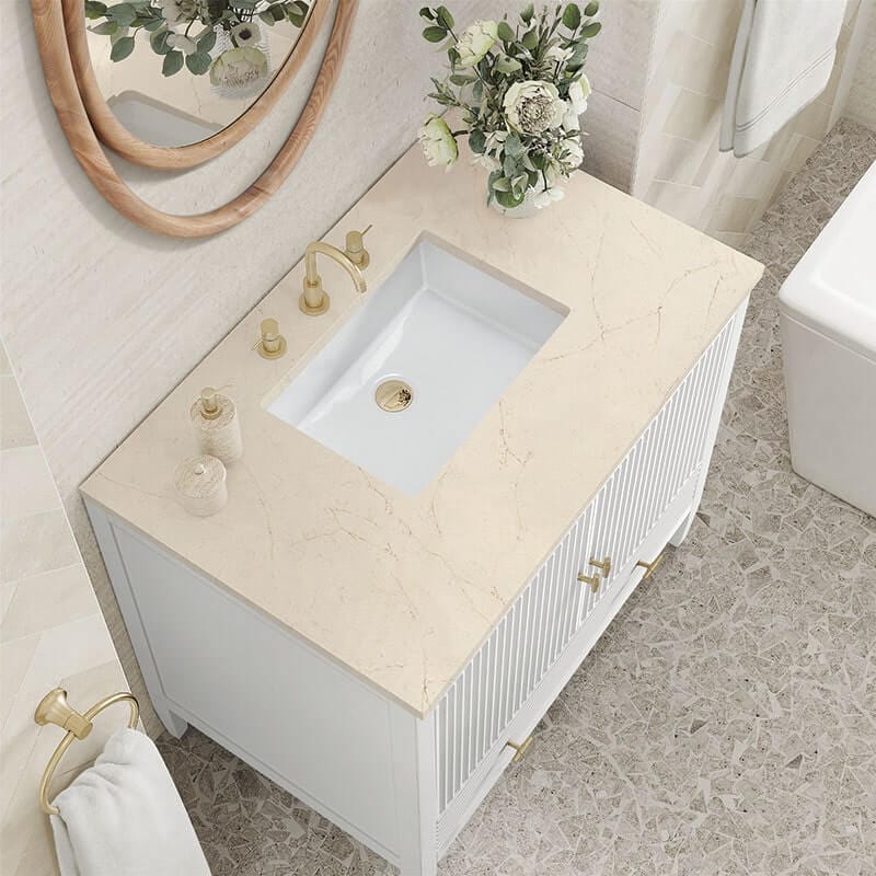 Myrrin 36" Single Vanity Bright White Eternal Marfil Top