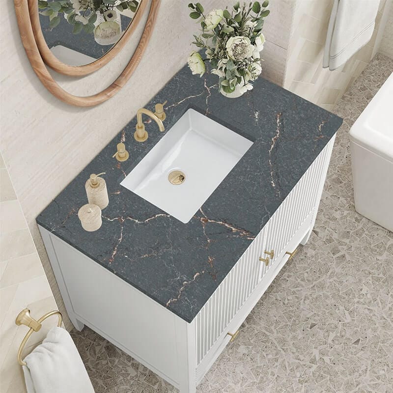Myrrin 36" Single Vanity Bright White Parisien Bleu Silestone Top