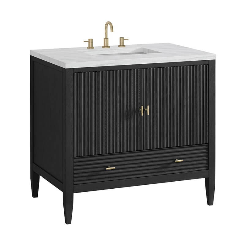 Myrrin 36 Single Vanity Carbon Oak Corner View