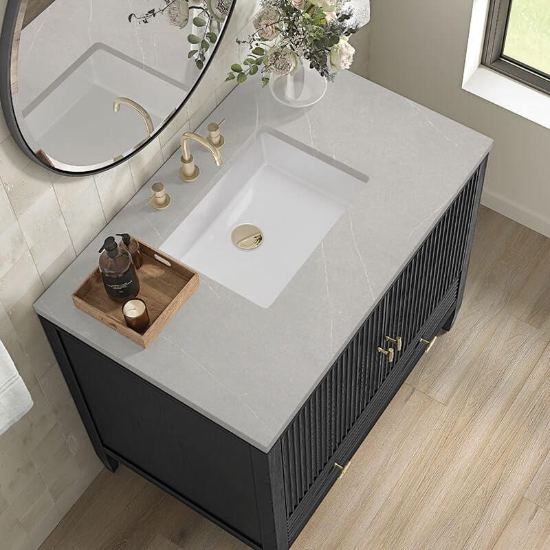 Myrrin 36" Single Vanity Carbon Oak Eternal Serena Silestone Top